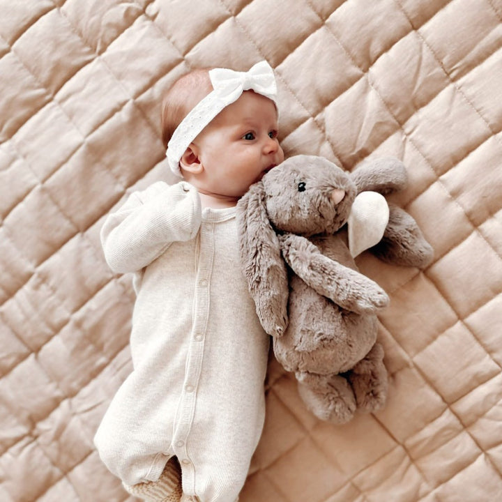 100% French Linen Quilted Play Mat - Fawn
